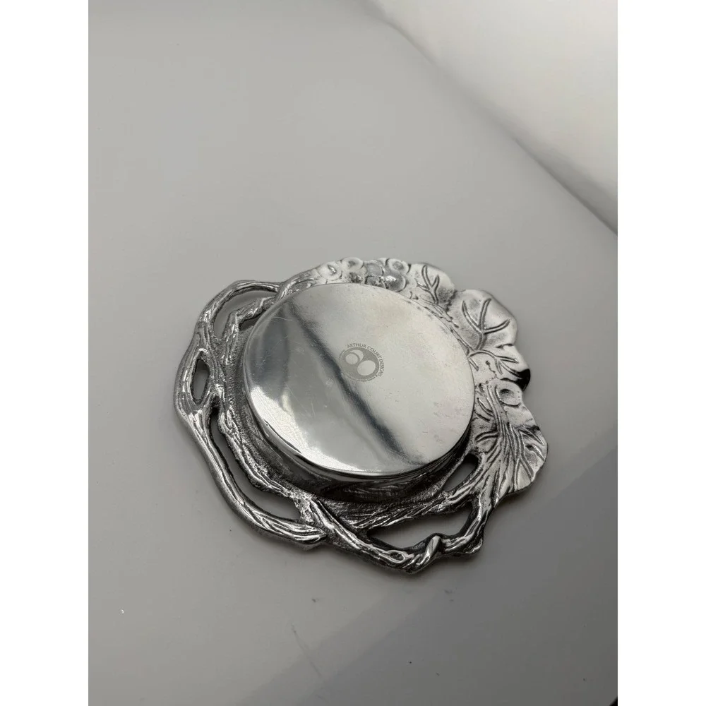 Arthur Court Grape Vine Aluminum Wine Bottle Coaster Silver Tone 1992 Vintage